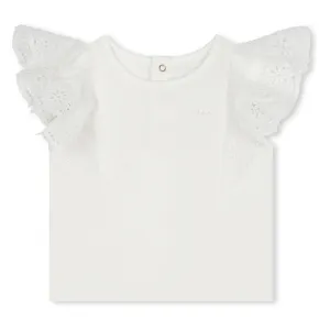 Ivory Logo Embroidered Cotton Blouse
