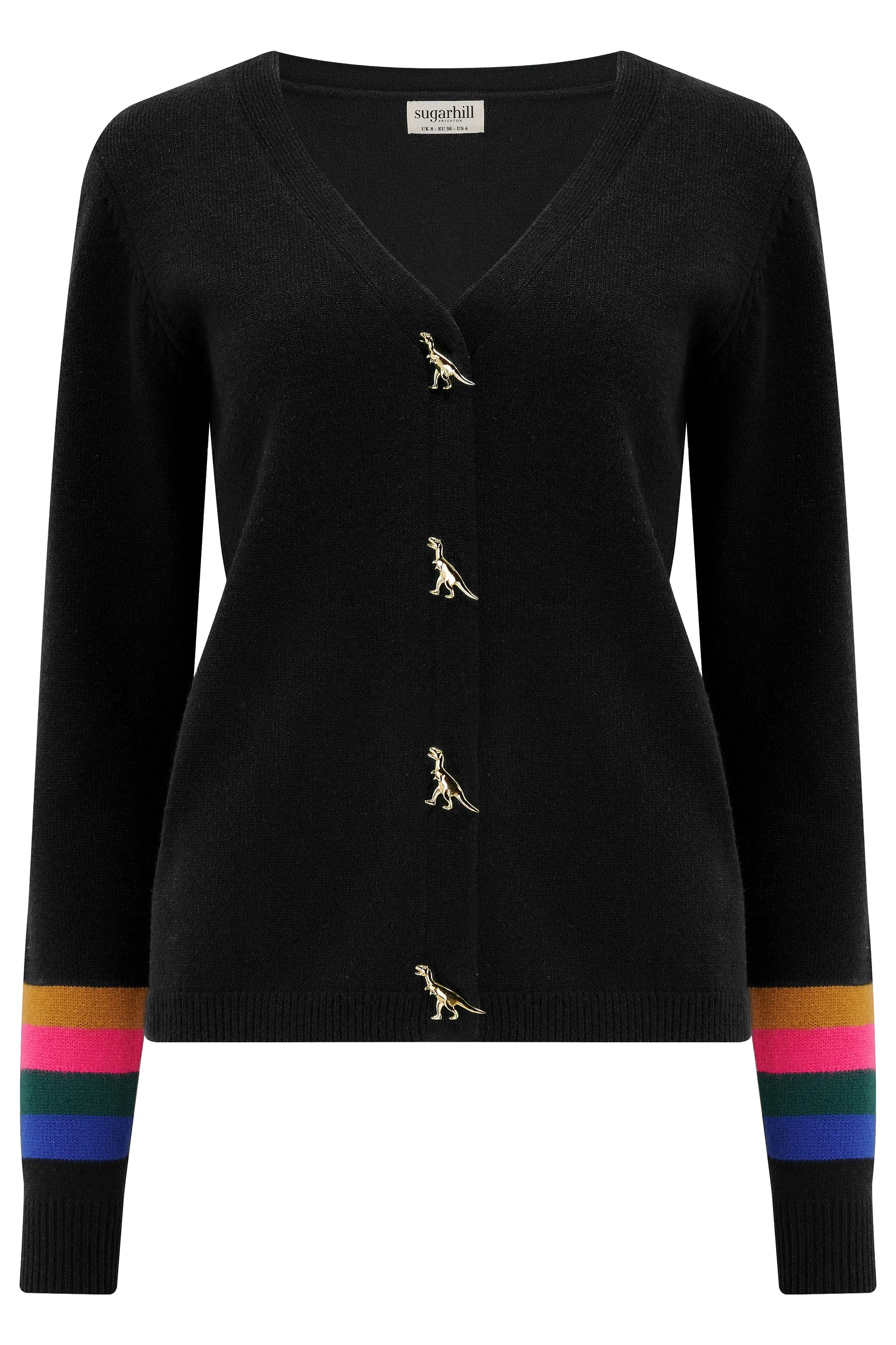 Jennifer Cardigan - Black. Dinosaur Buttons