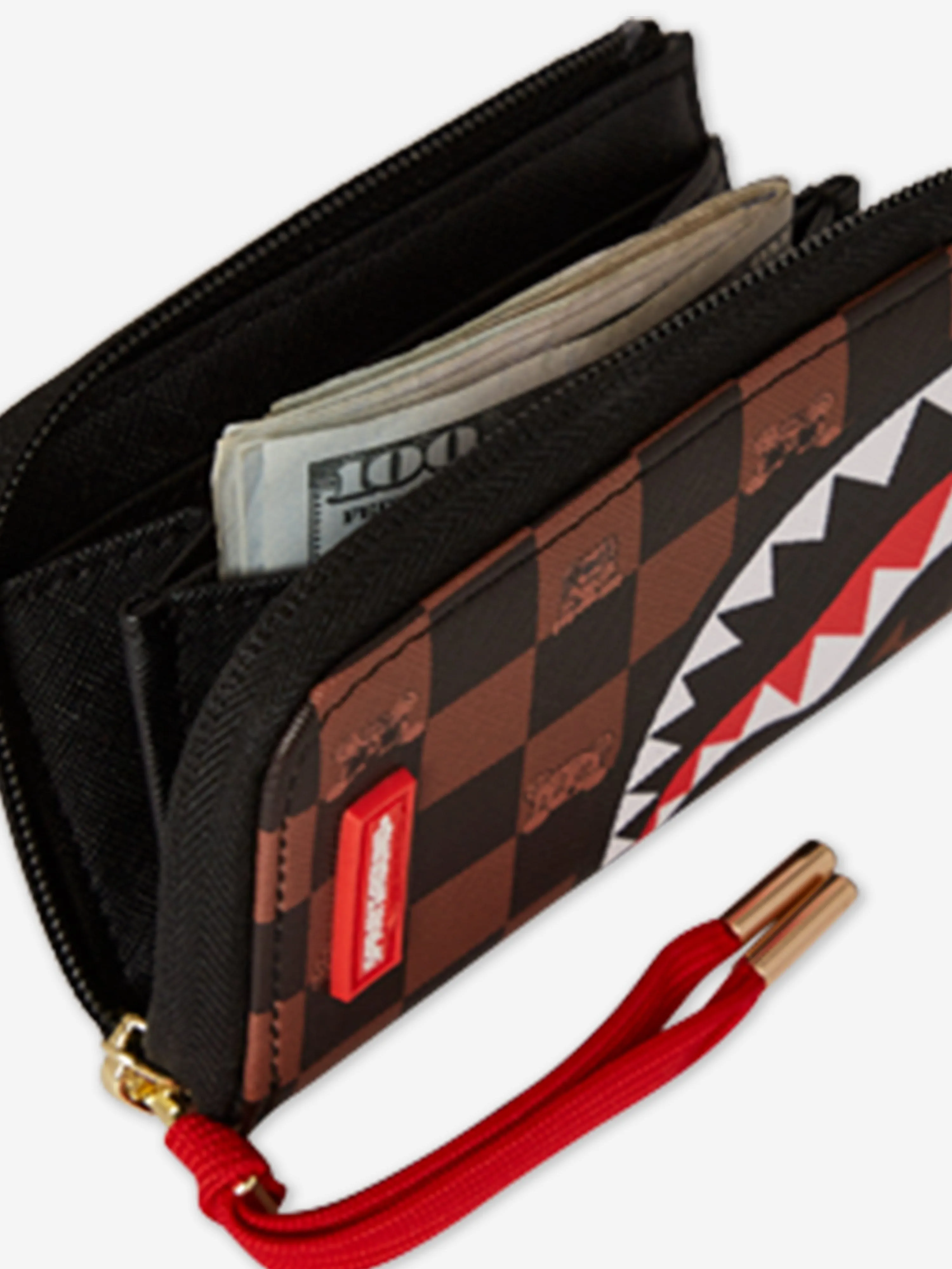 Kids Peeking Character Check Wallet in Brown (11.5cm)