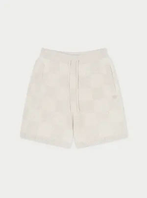 KNITTED CHECKERBOARD SHORTS - GREY