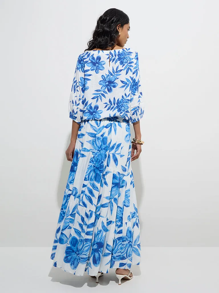 LOV Blue Foliage-Inspired Top