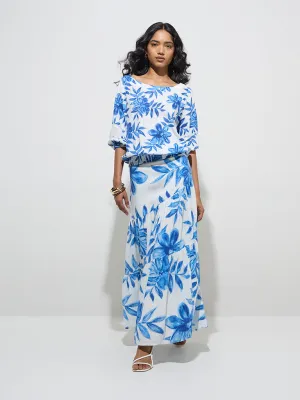 LOV Blue Foliage-Inspired Top