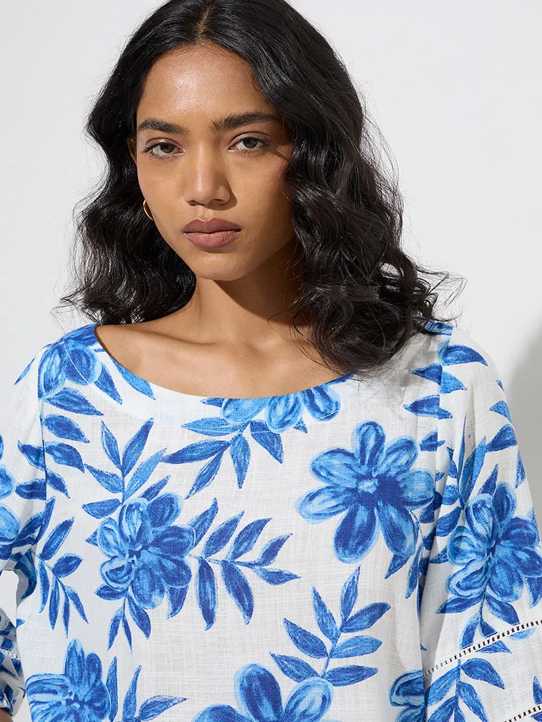 LOV Blue Foliage-Inspired Top