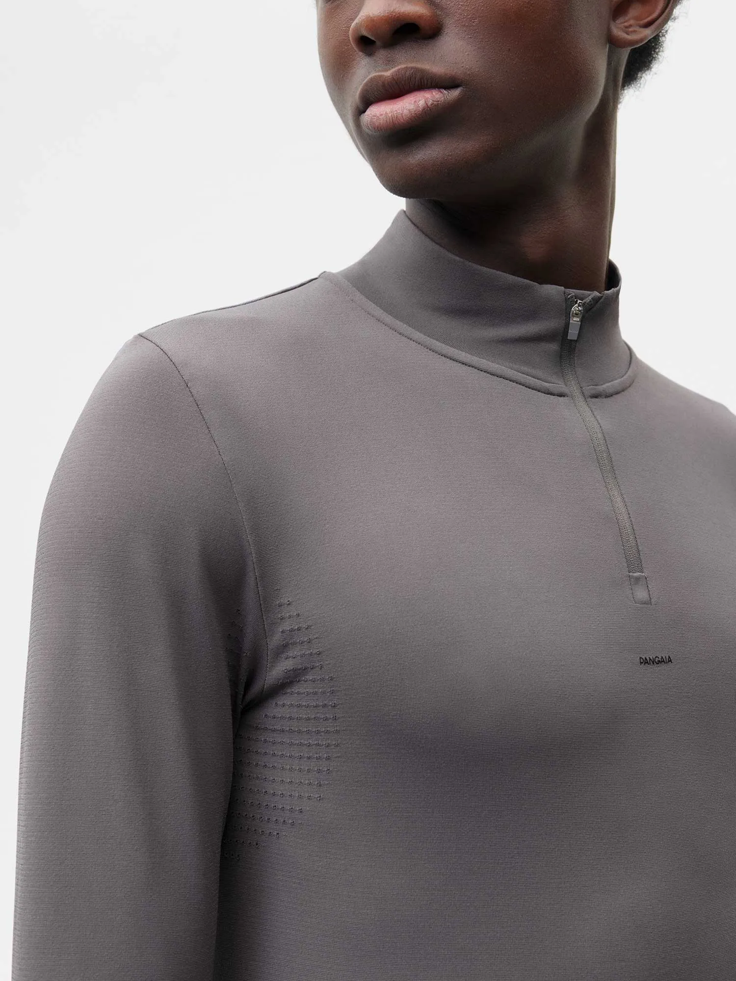 Mens Men's Plant-Stretch Long Sleeve Half-Zip Top—Volcanic Grey