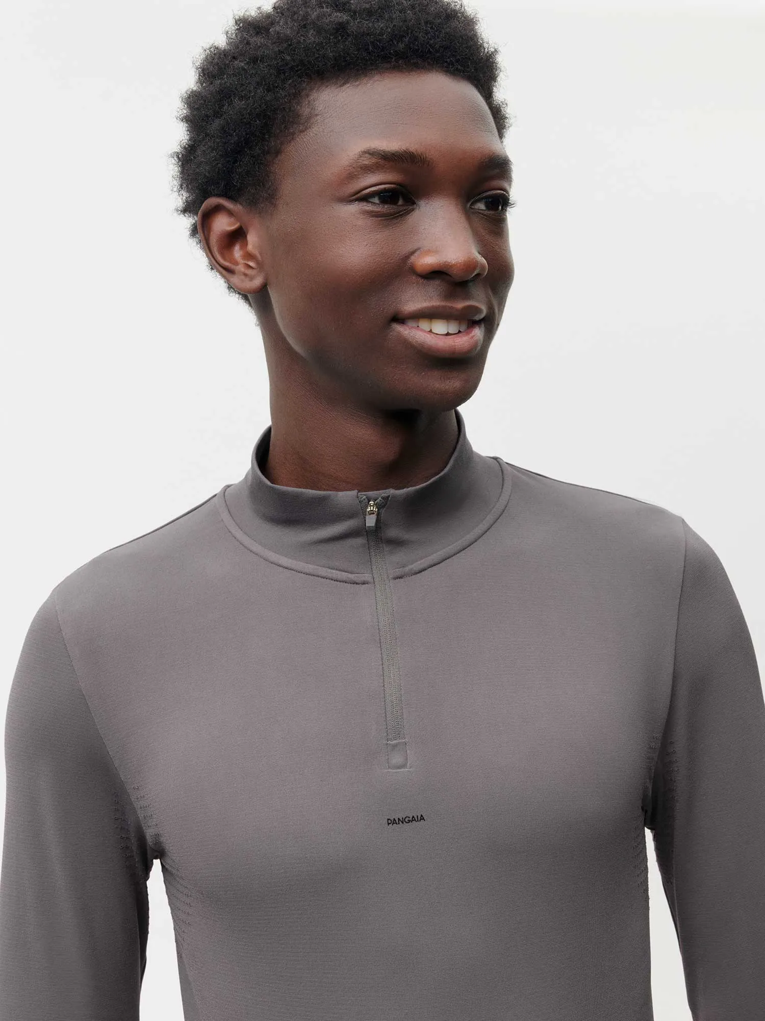 Mens Men's Plant-Stretch Long Sleeve Half-Zip Top—Volcanic Grey