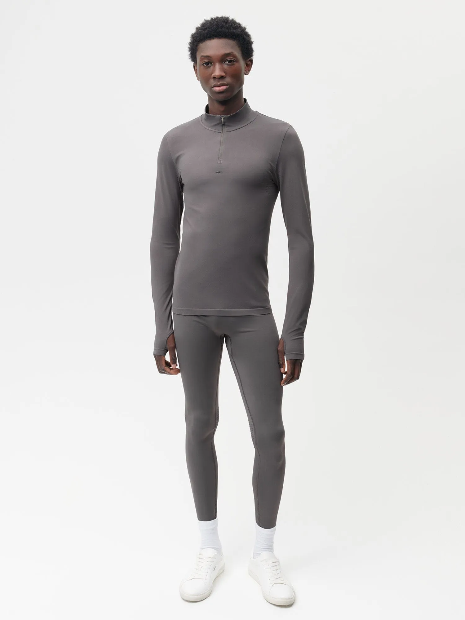 Mens Men's Plant-Stretch Long Sleeve Half-Zip Top—Volcanic Grey