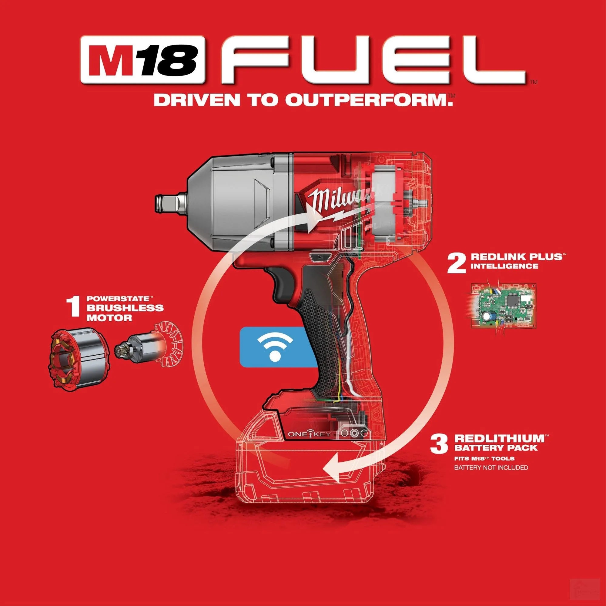 Milwaukee M18 FUEL™ w/ ONE-KEY™ High Torque Impact Wrench 1/2" Friction Ring (2863-20)