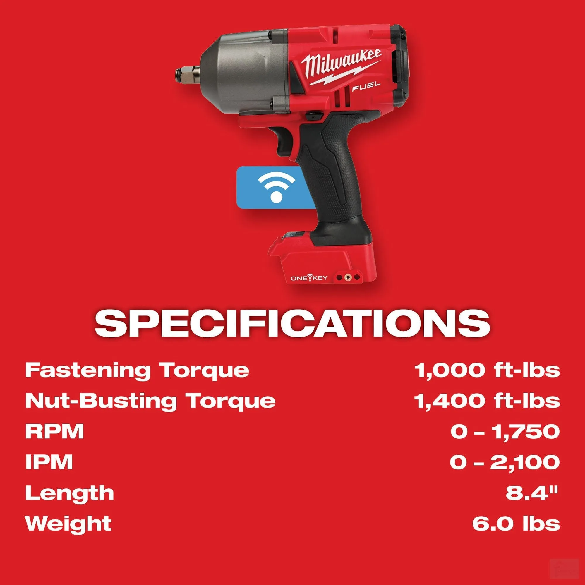 Milwaukee M18 FUEL™ w/ ONE-KEY™ High Torque Impact Wrench 1/2" Friction Ring (2863-20)