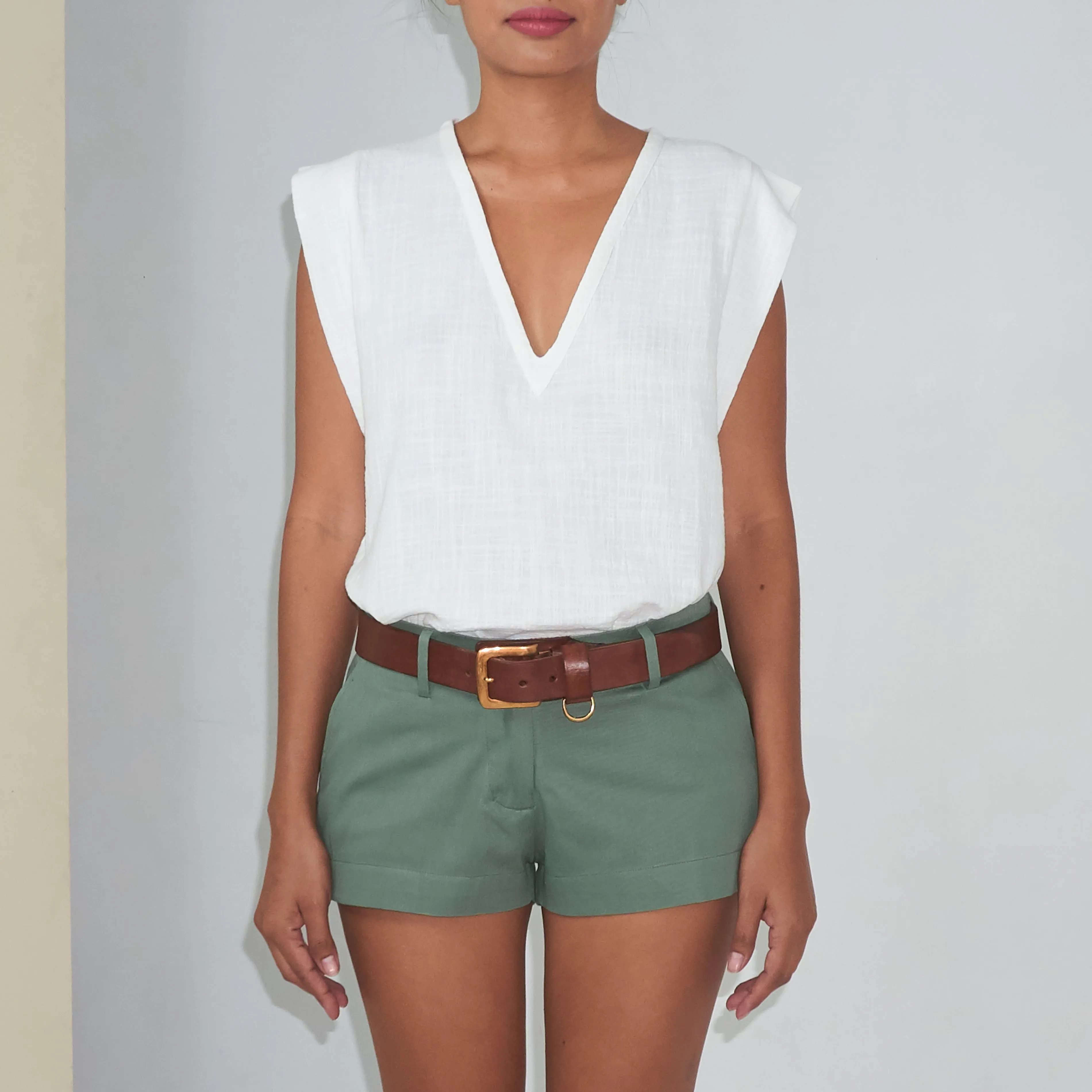 MINI BERMUDA - Cotton Twill | Light Olive Green