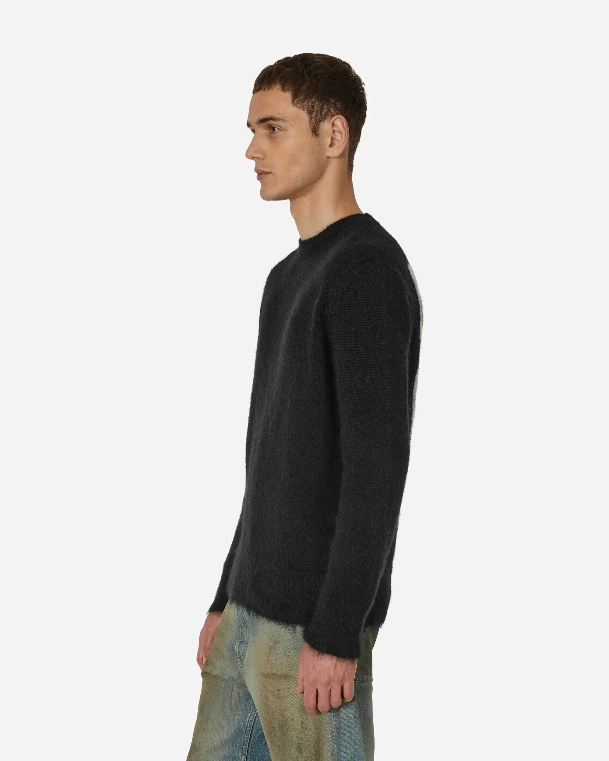 Mohair Arrow Knit Crewneck Sweater Black
