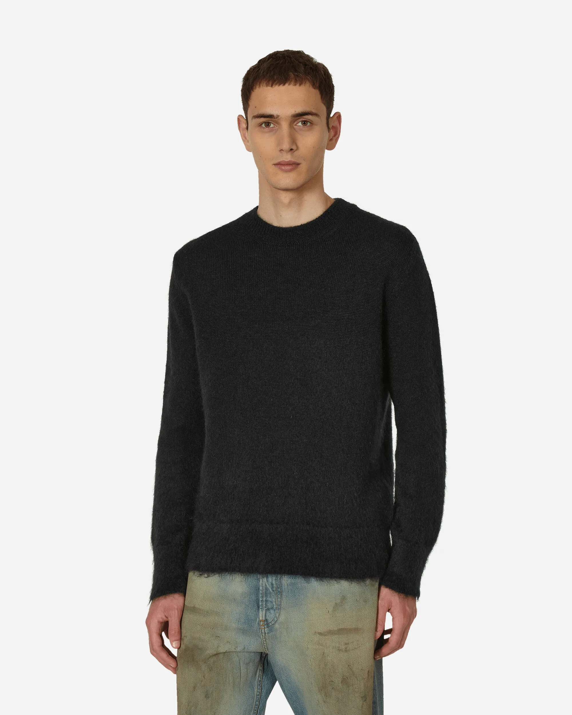 Mohair Arrow Knit Crewneck Sweater Black