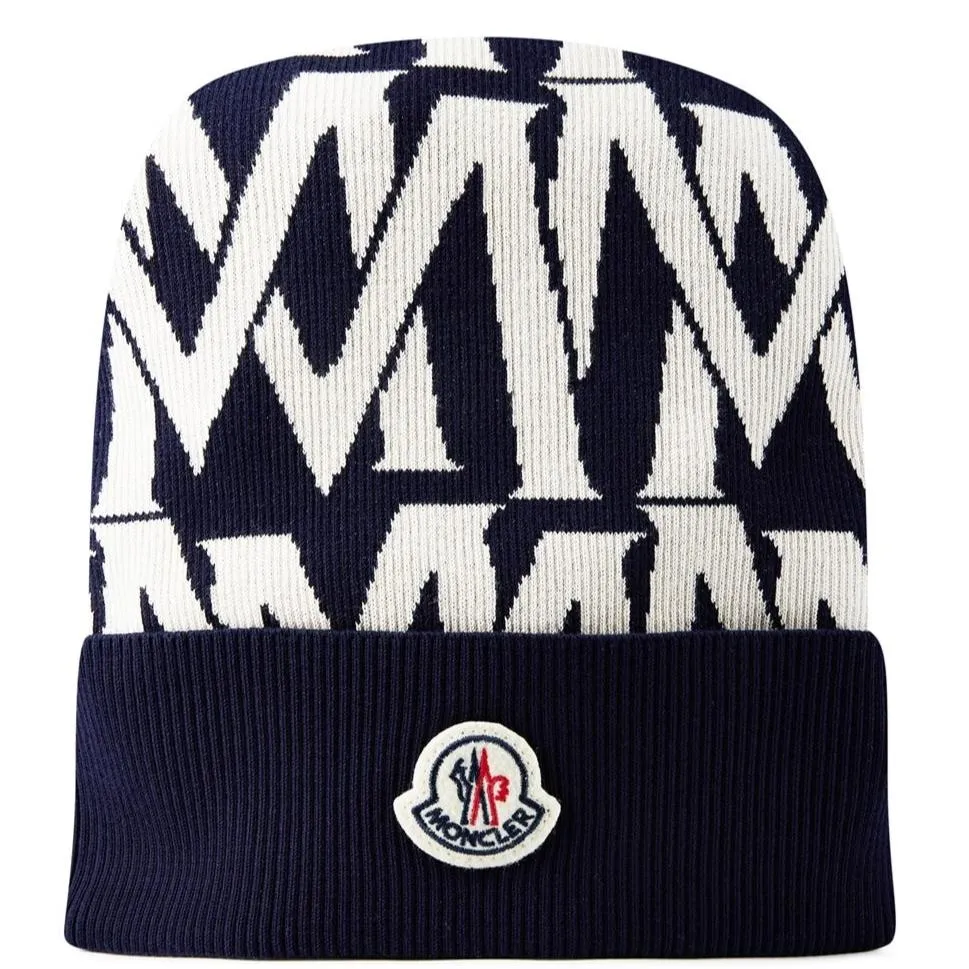 Moncler Logo Ribbed Knit Beanie