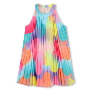 Multicolored Plisse Print Pleated Dress