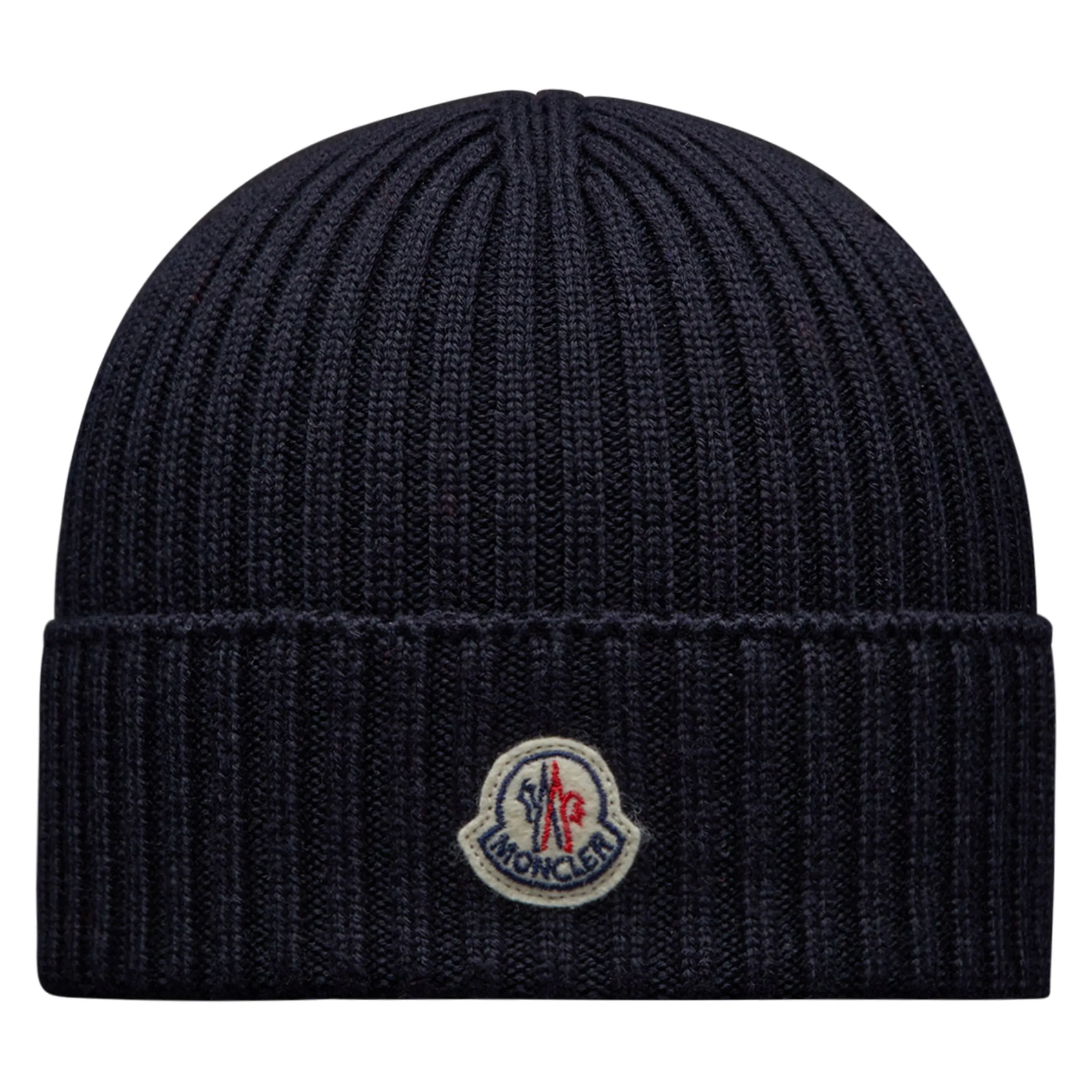 Navy Blue Wool Knit Beanie Hat