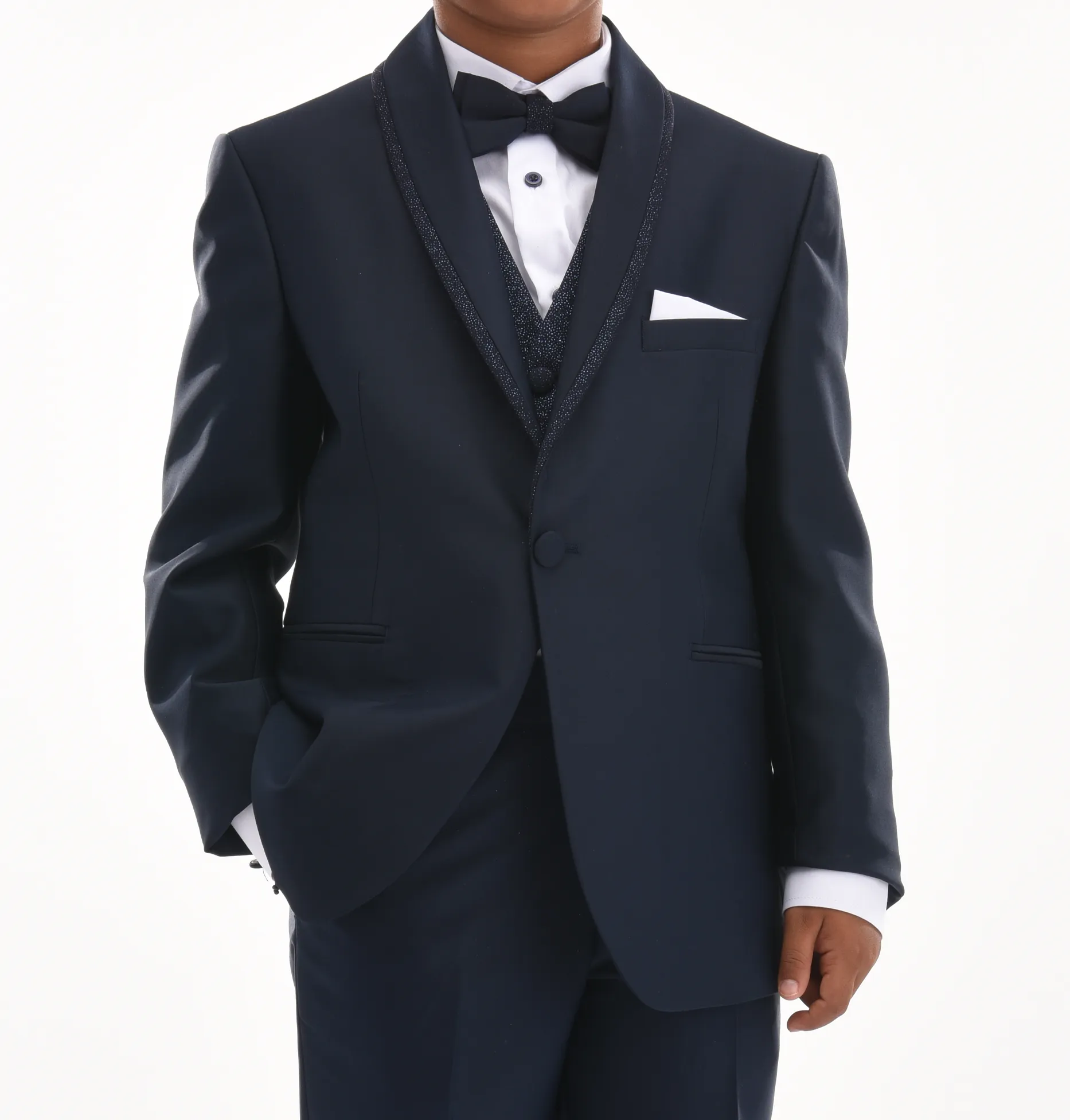 Navy Glitter Trim Suit