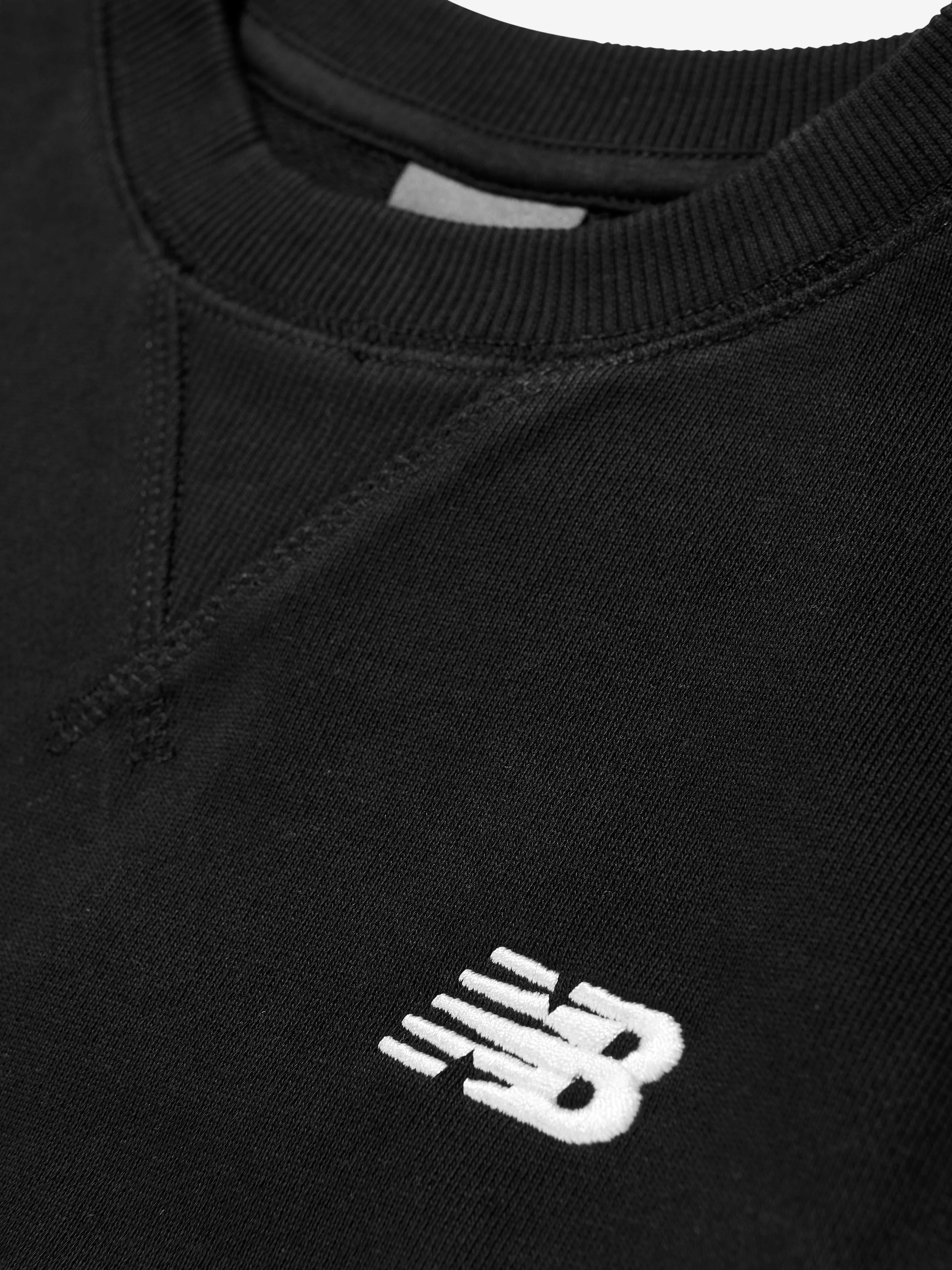 New Balance Boys French Terry Small Logo Sweatshirt in Black
