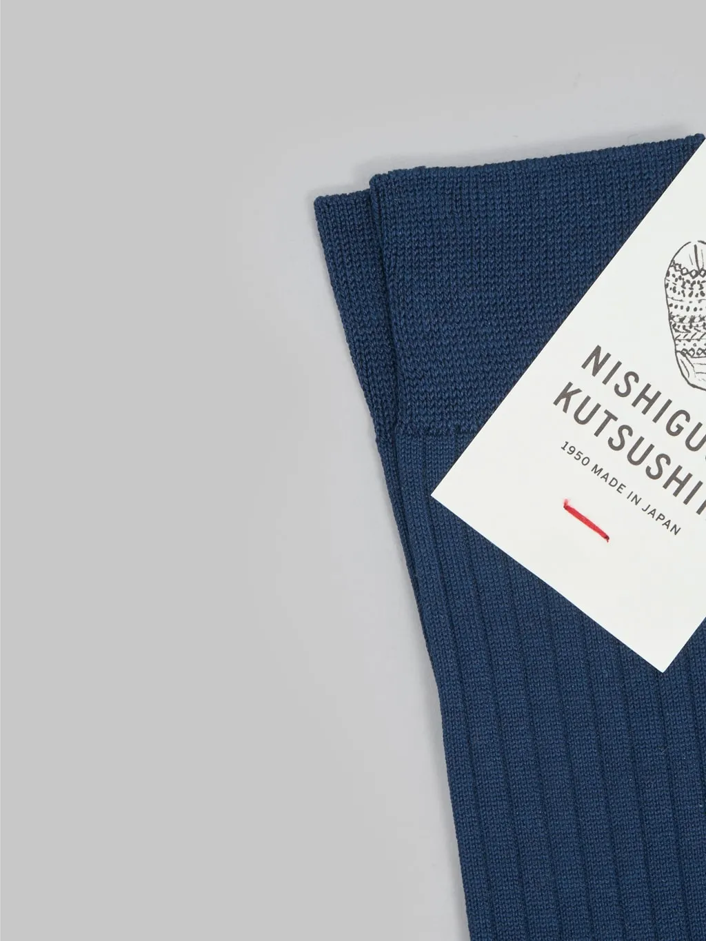 Nishiguchi Kutsushita Silk Cotton Ribbed Socks Navy