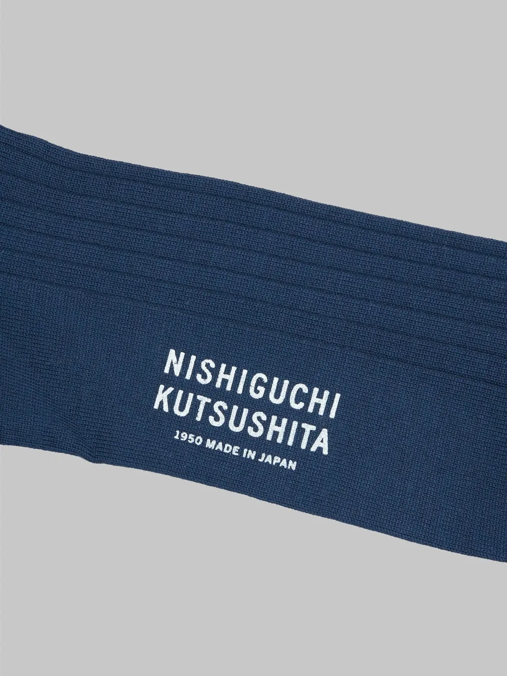 Nishiguchi Kutsushita Silk Cotton Ribbed Socks Navy
