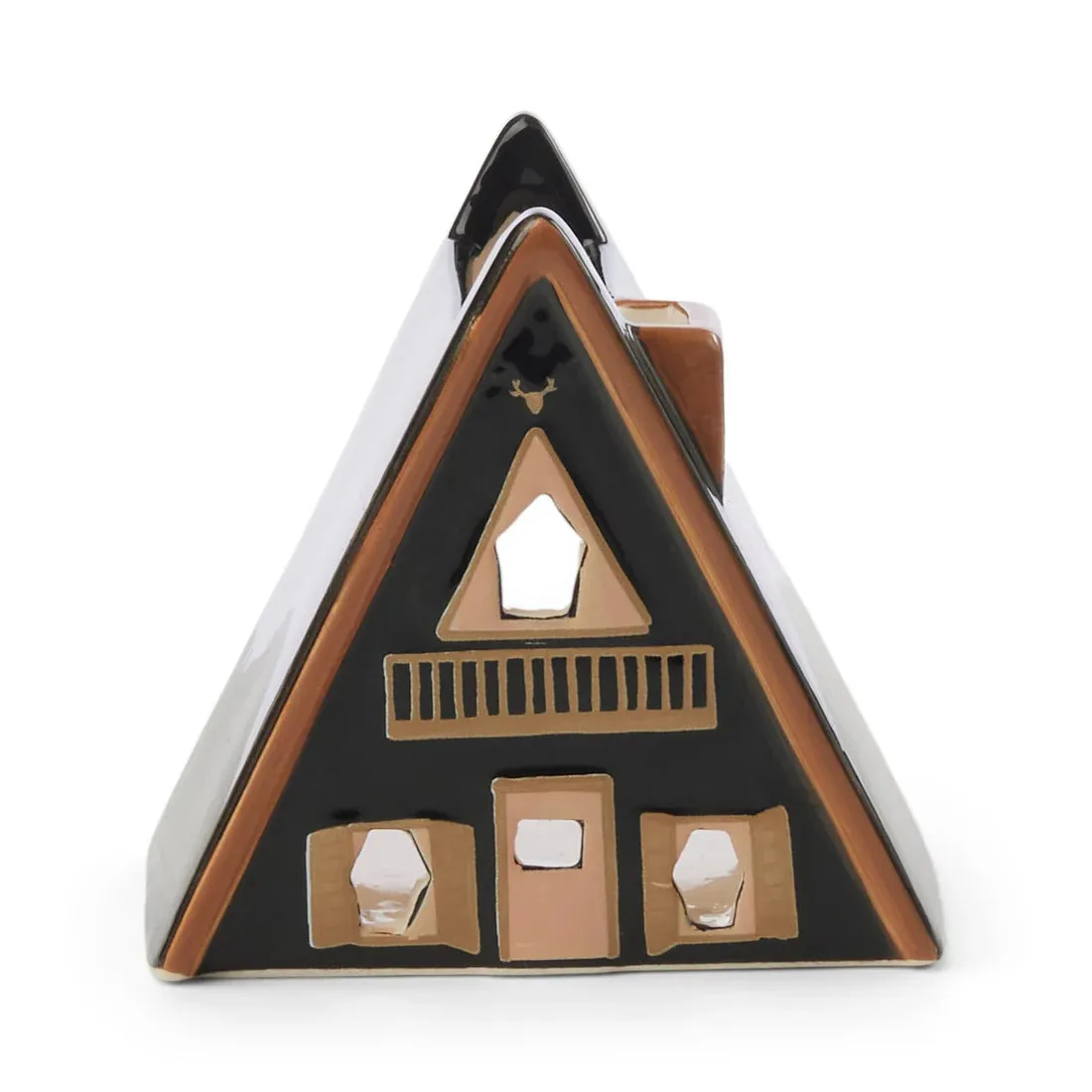 Nordic Cabin Style Incense & Tea Light Holder Ceramic House