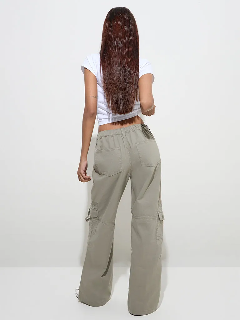Nuon Sage Cargo-Style High-Rise Cotton Pants