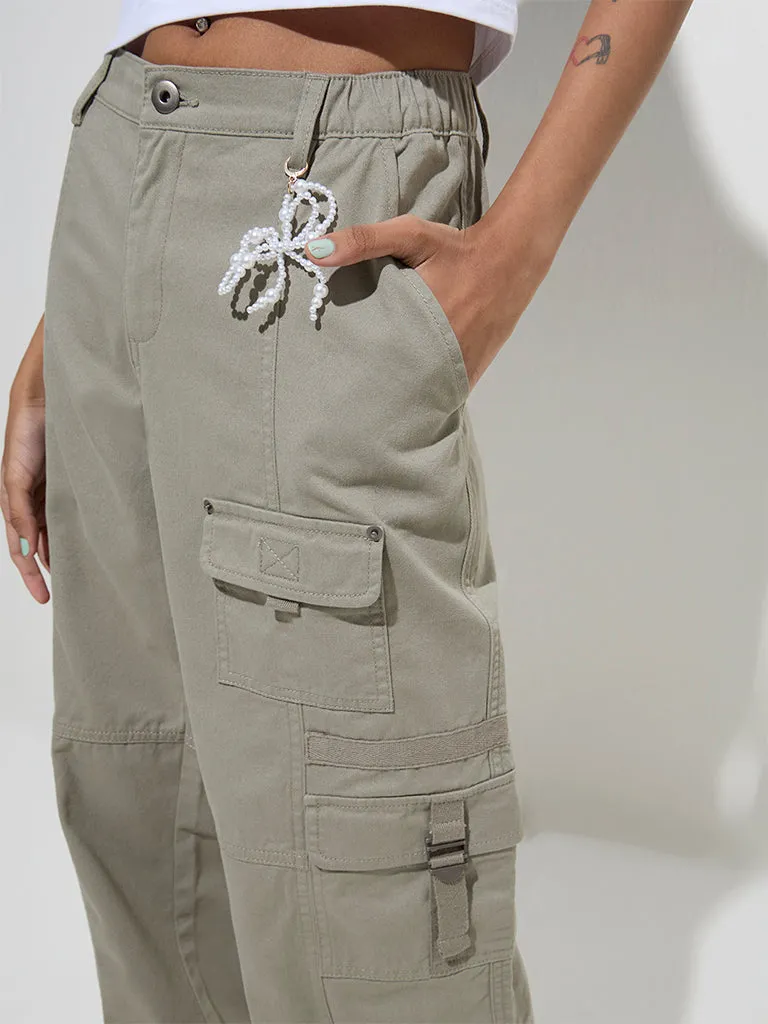 Nuon Sage Cargo-Style High-Rise Cotton Pants