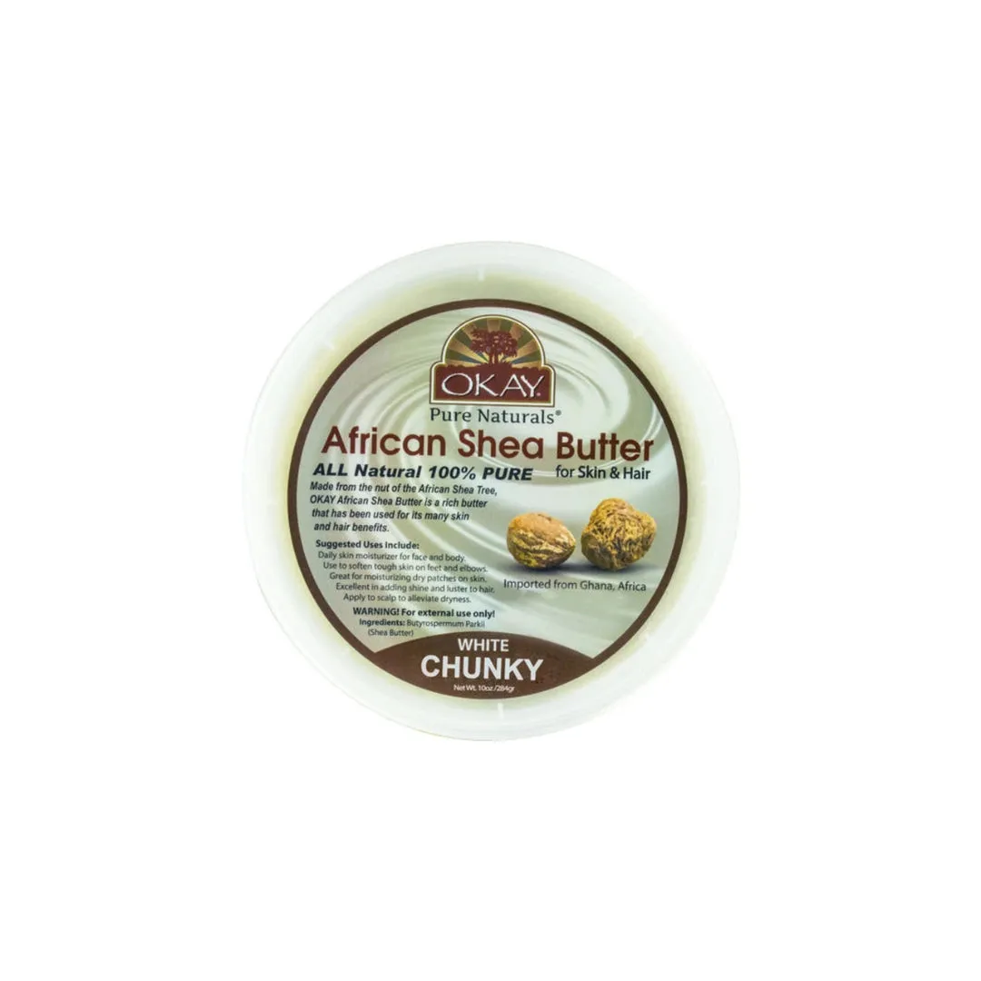 Okay Pure Naturals African Shea Butter for Skin & Hair- White Chunky - 100% Pure