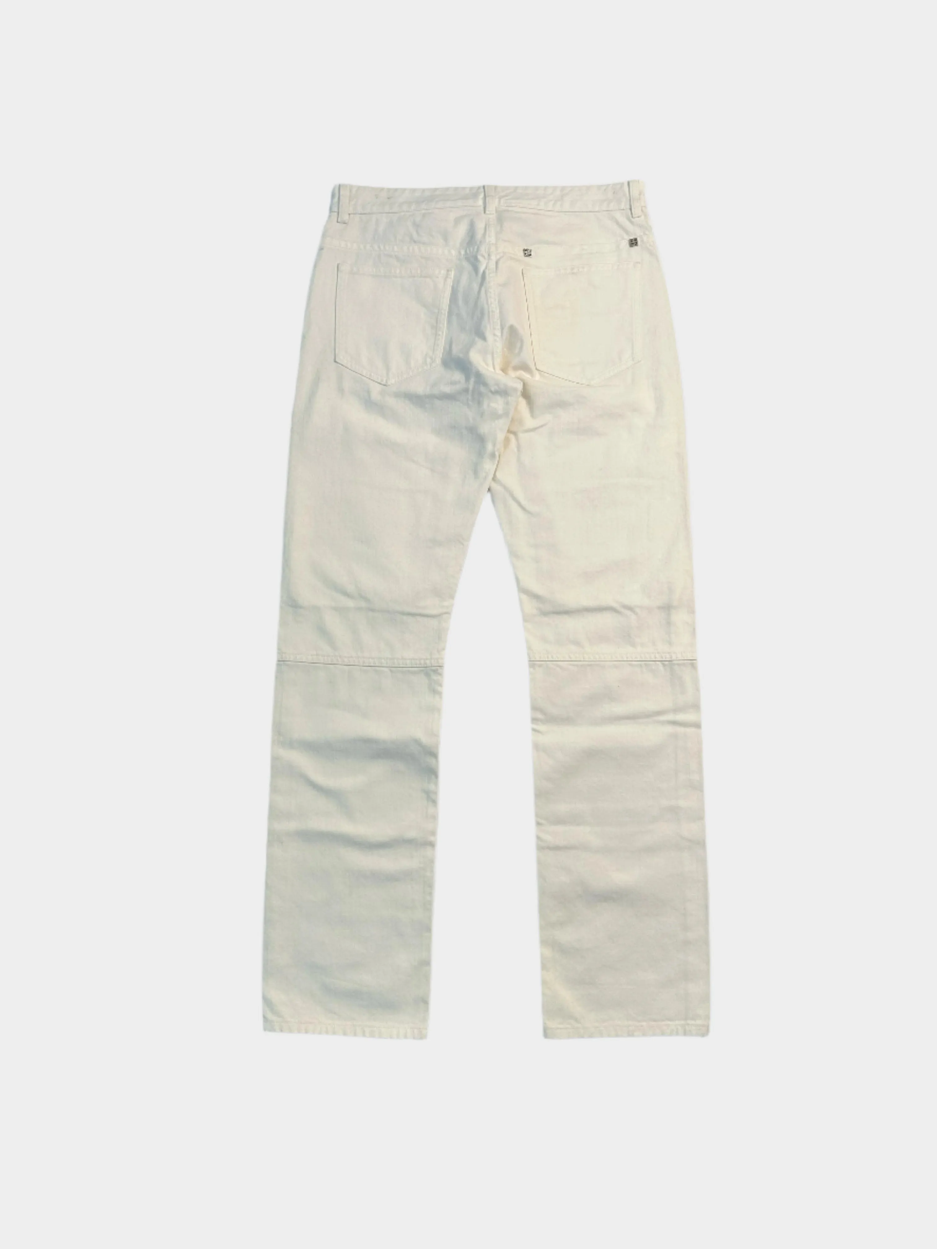 Pantalone Bianco Uomo In Denim Con Zip Decorative