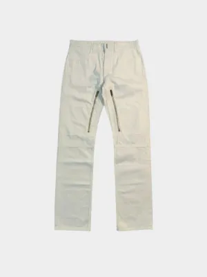 Pantalone Bianco Uomo In Denim Con Zip Decorative