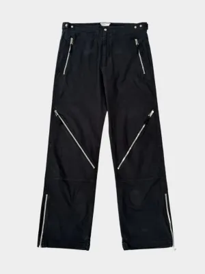 Pantaloni Neri Con Zip Diagonali E Tasche Laterali