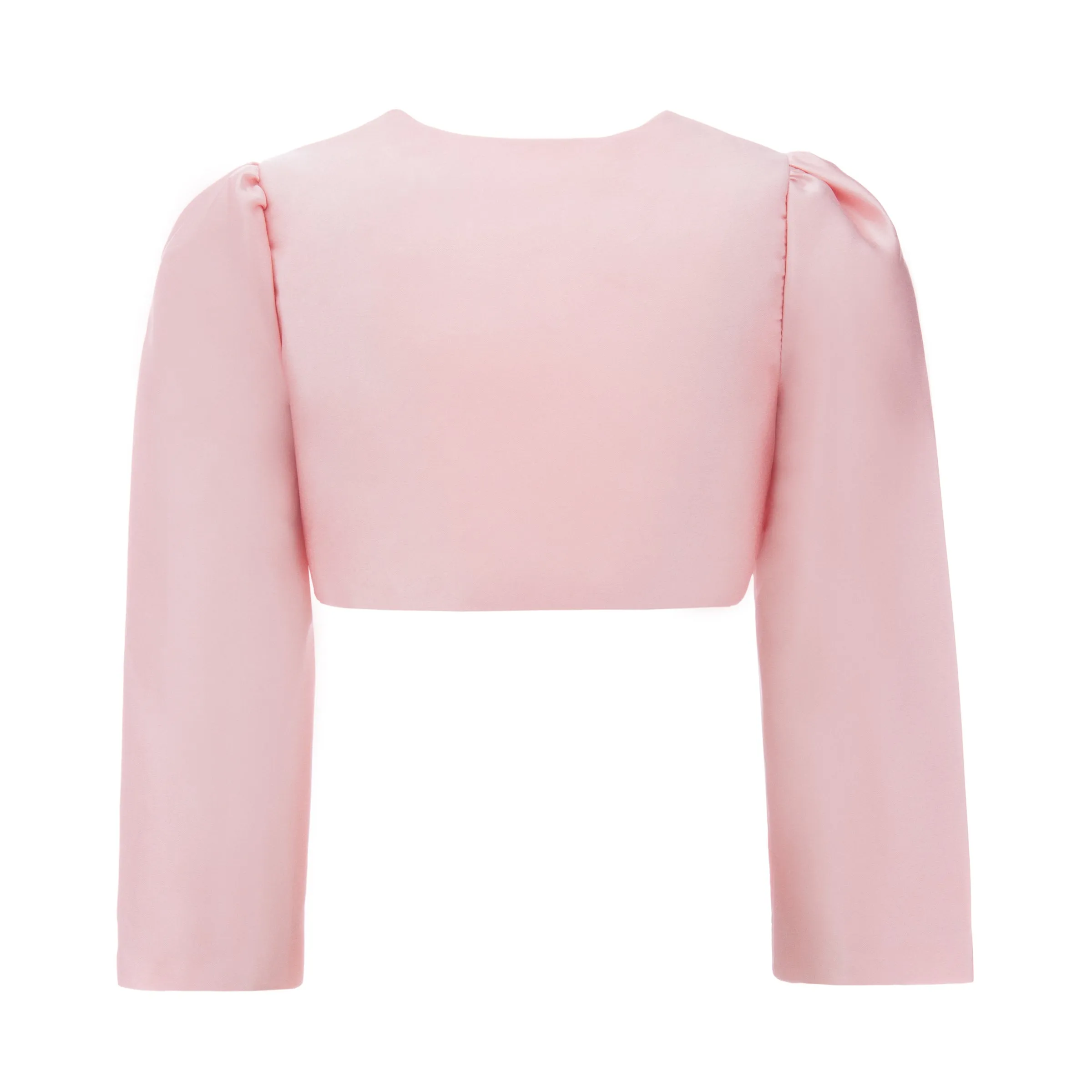 Peach Cropped Satin Cardigan