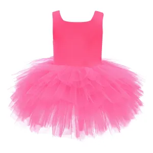 Pink Neon Solid Tutu Dress