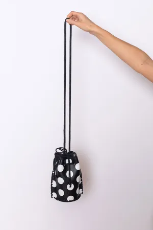 Polka Dot Drawstring Bag - Black/White