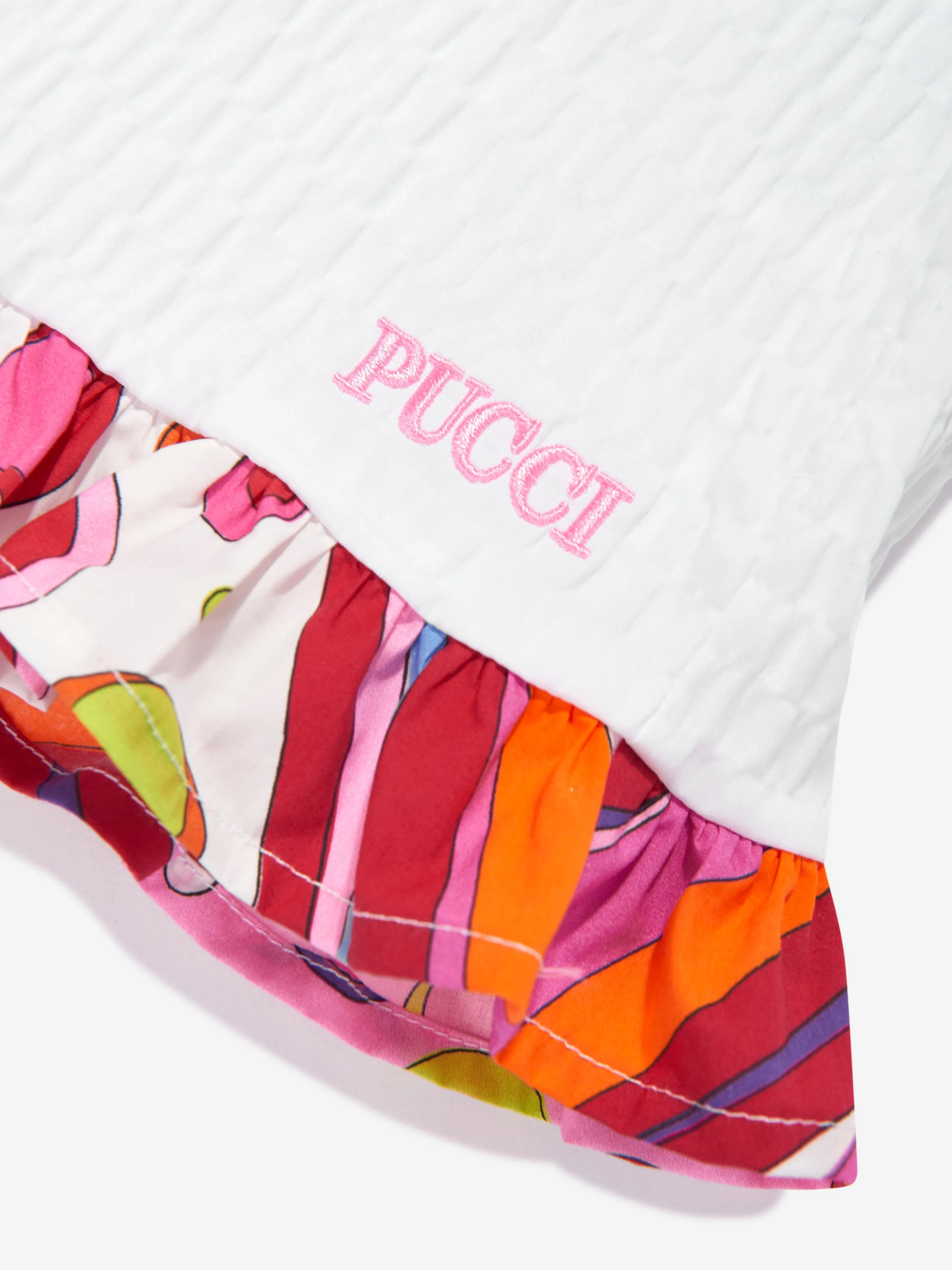 PUCCI Girls Seersucker Shorts in White