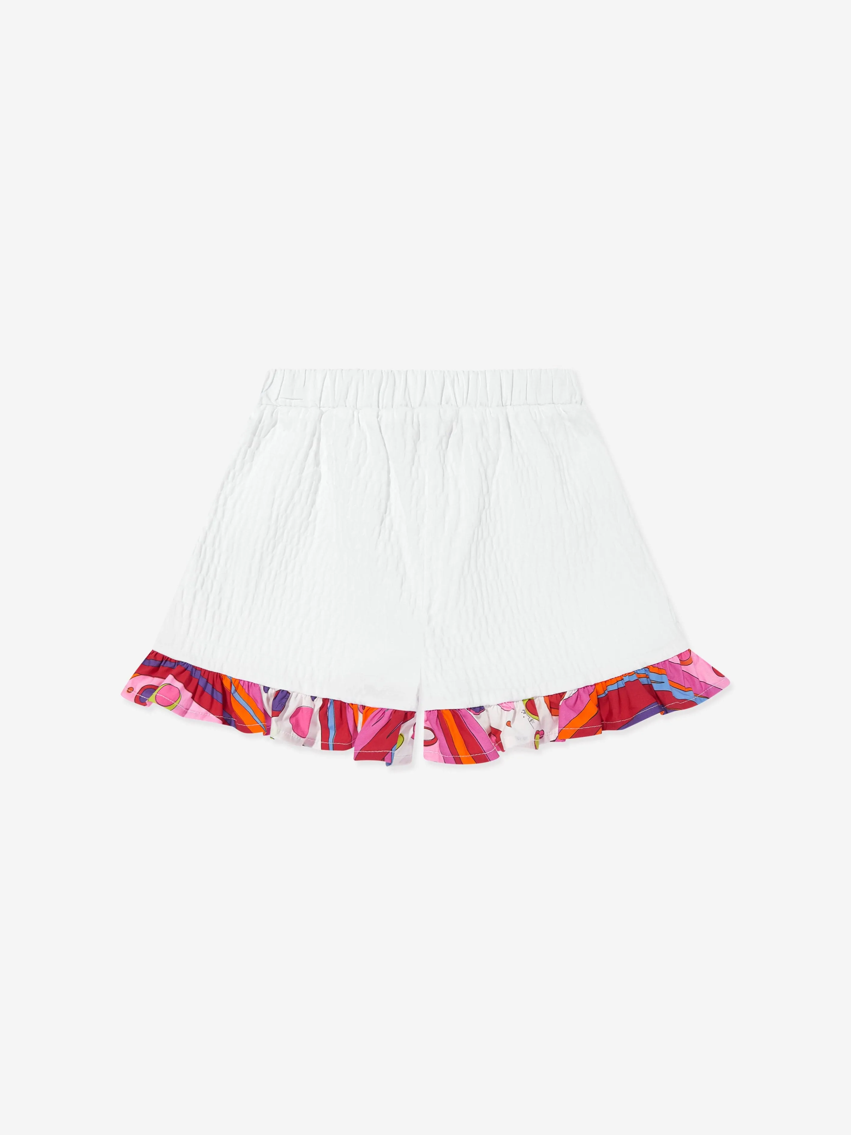 PUCCI Girls Seersucker Shorts in White