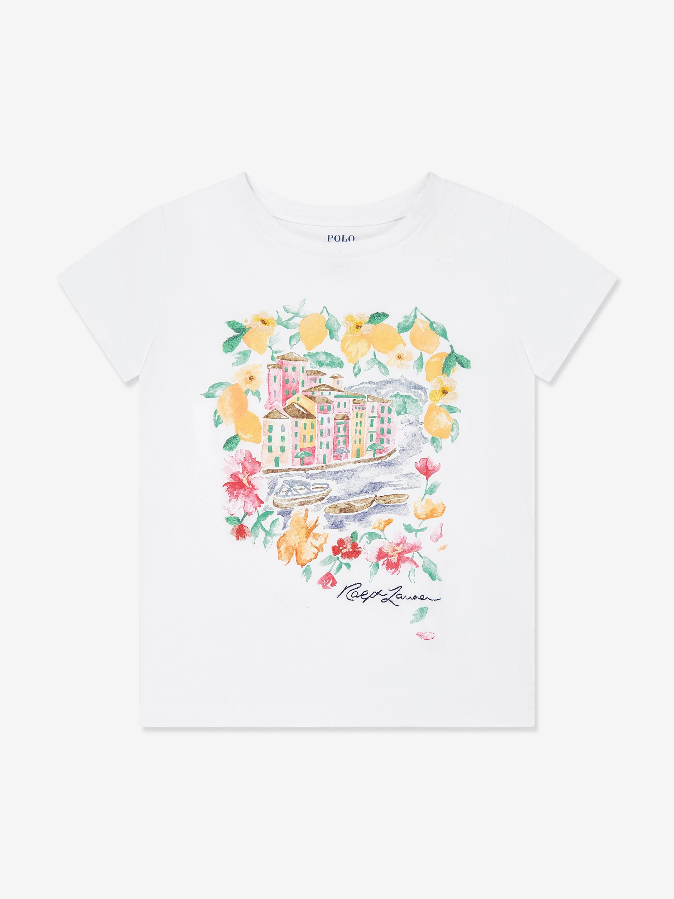 Ralph Lauren Girls Portofino Print T-Shirt in White