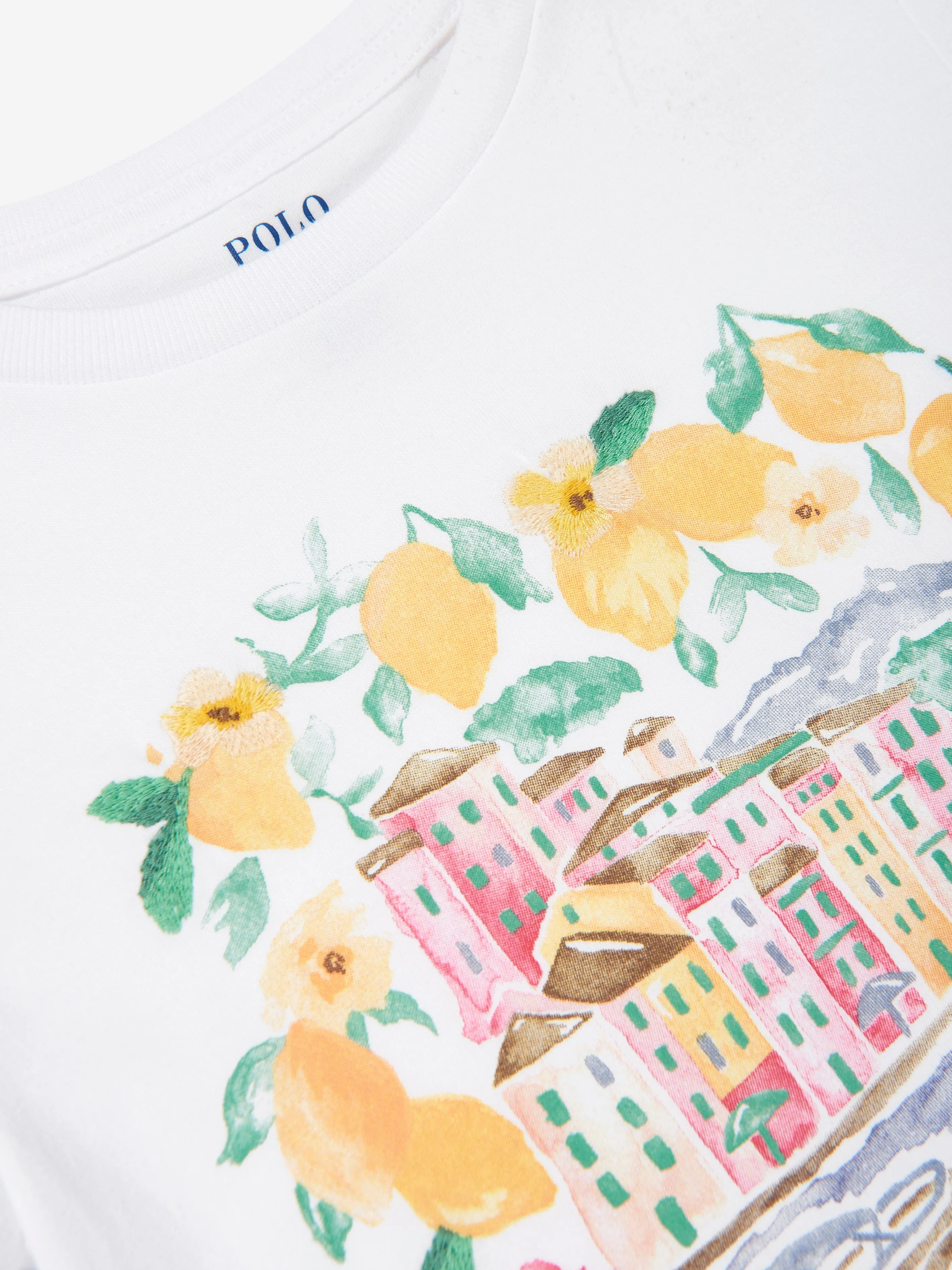 Ralph Lauren Girls Portofino Print T-Shirt in White