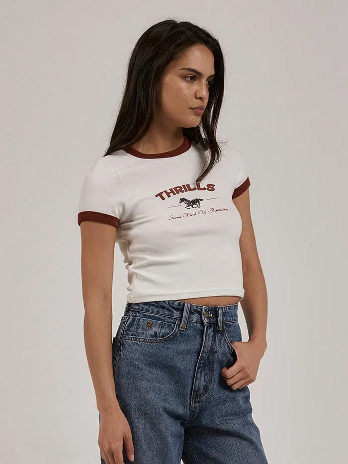 Riding in Paradise Y2K Ringer Tee - Dirty White