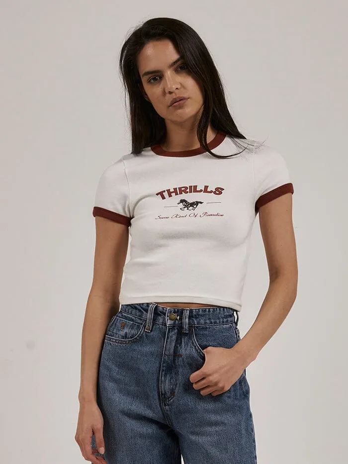 Riding in Paradise Y2K Ringer Tee - Dirty White