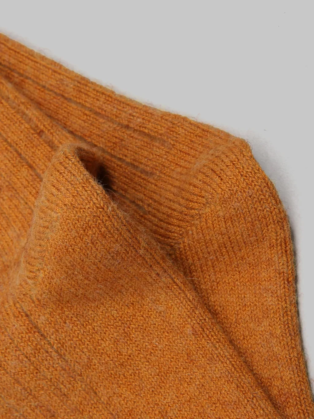 ROTOTO Cotton Wool Ribbed Crew Socks Gold