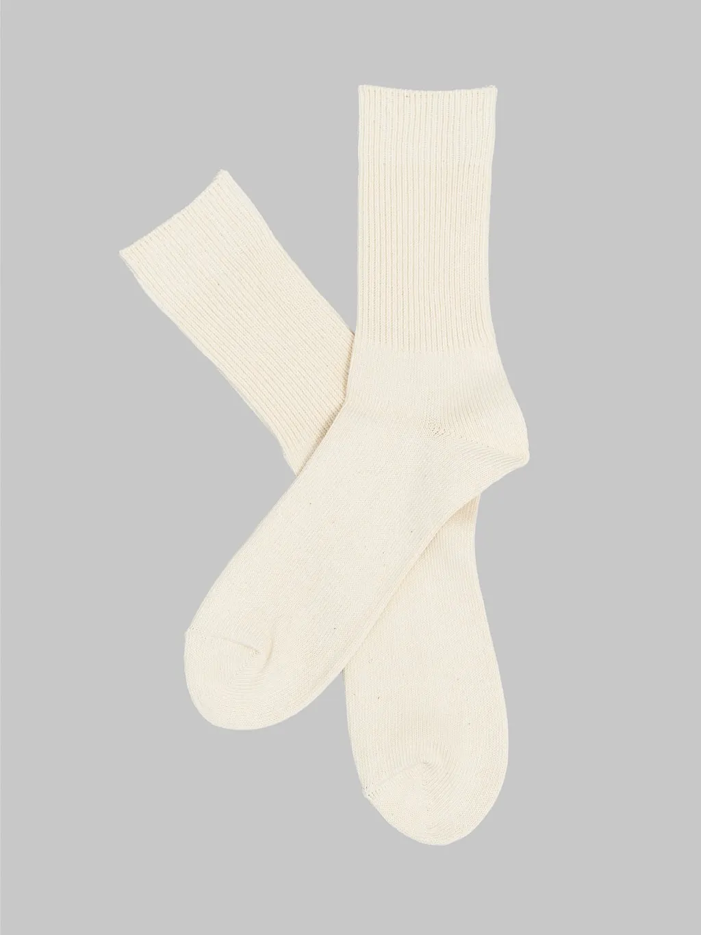 ROTOTO Organic Cotton Daily 3 Pack Ribbed Crew Socks Ecru/Brown