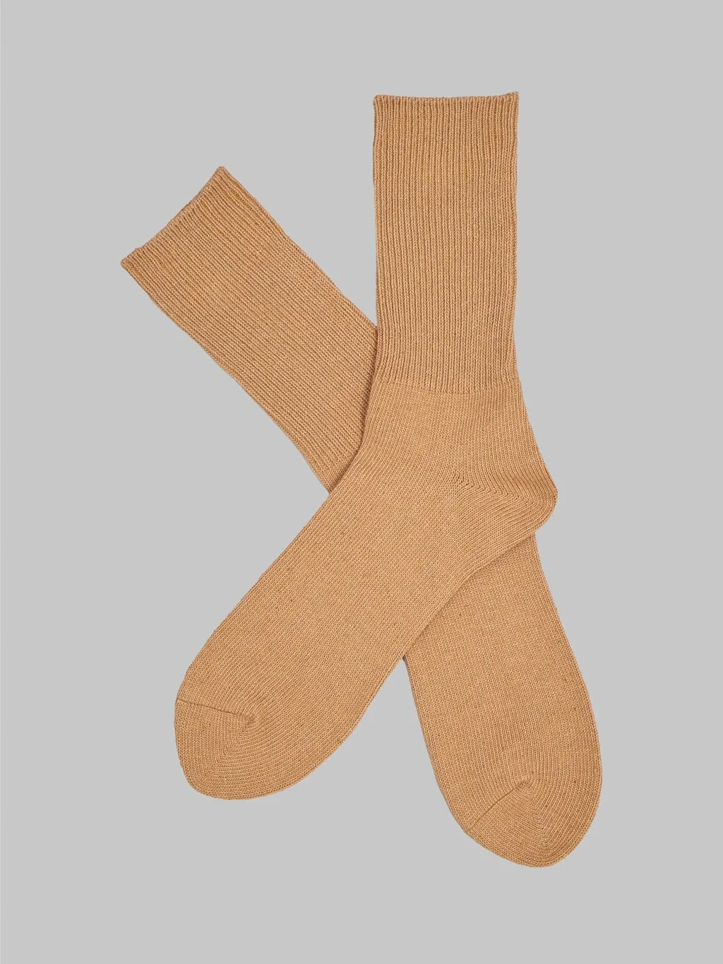 ROTOTO Organic Cotton Daily 3 Pack Ribbed Crew Socks Ecru/Brown