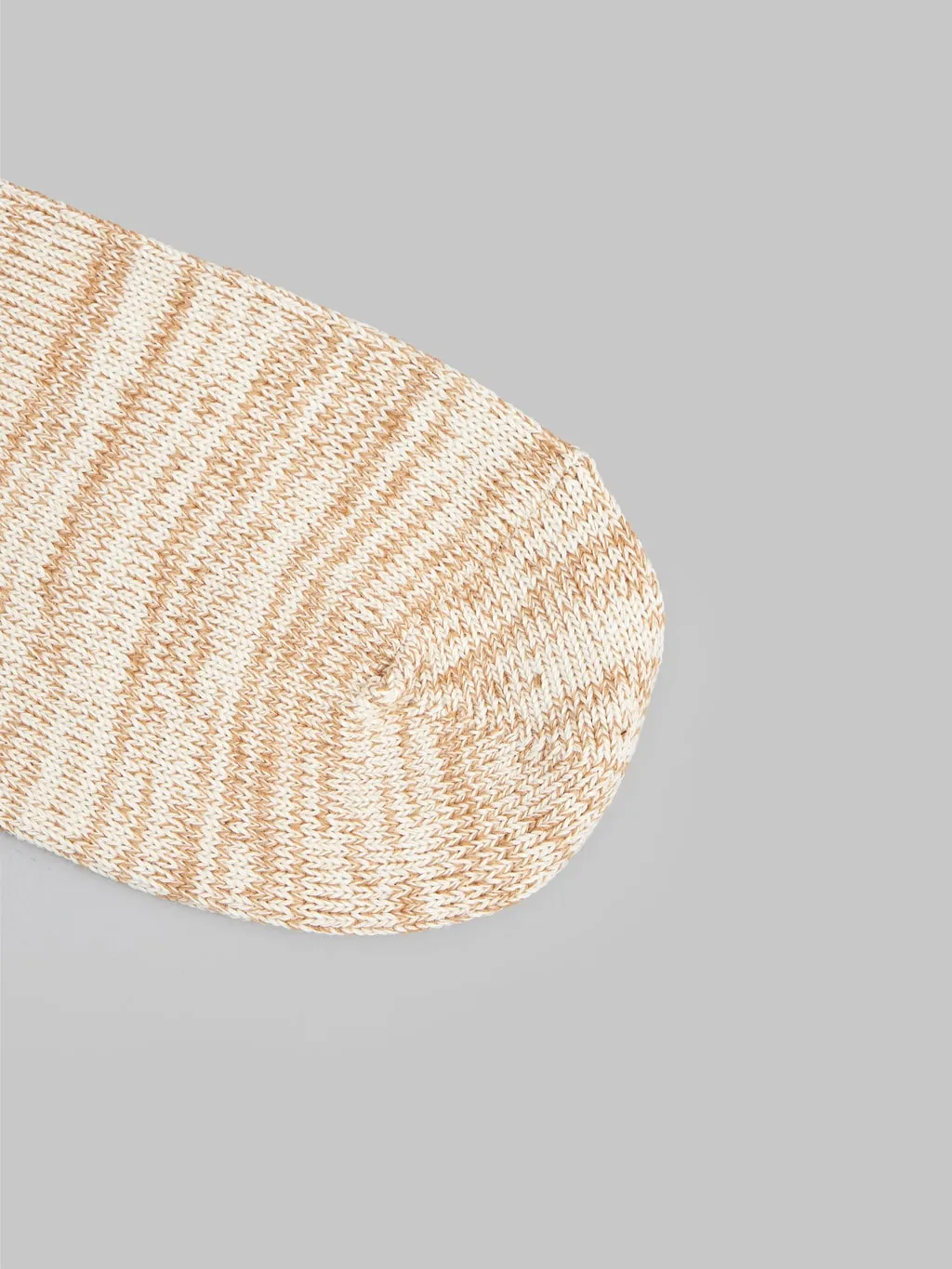 ROTOTO Organic Cotton Daily 3 Pack Ribbed Crew Socks Ecru/Brown