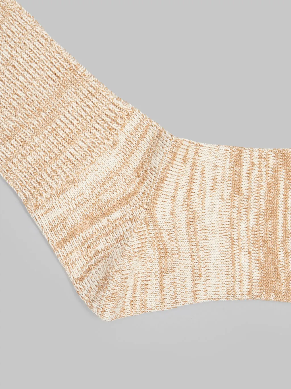 ROTOTO Organic Cotton Daily 3 Pack Ribbed Crew Socks Ecru/Brown