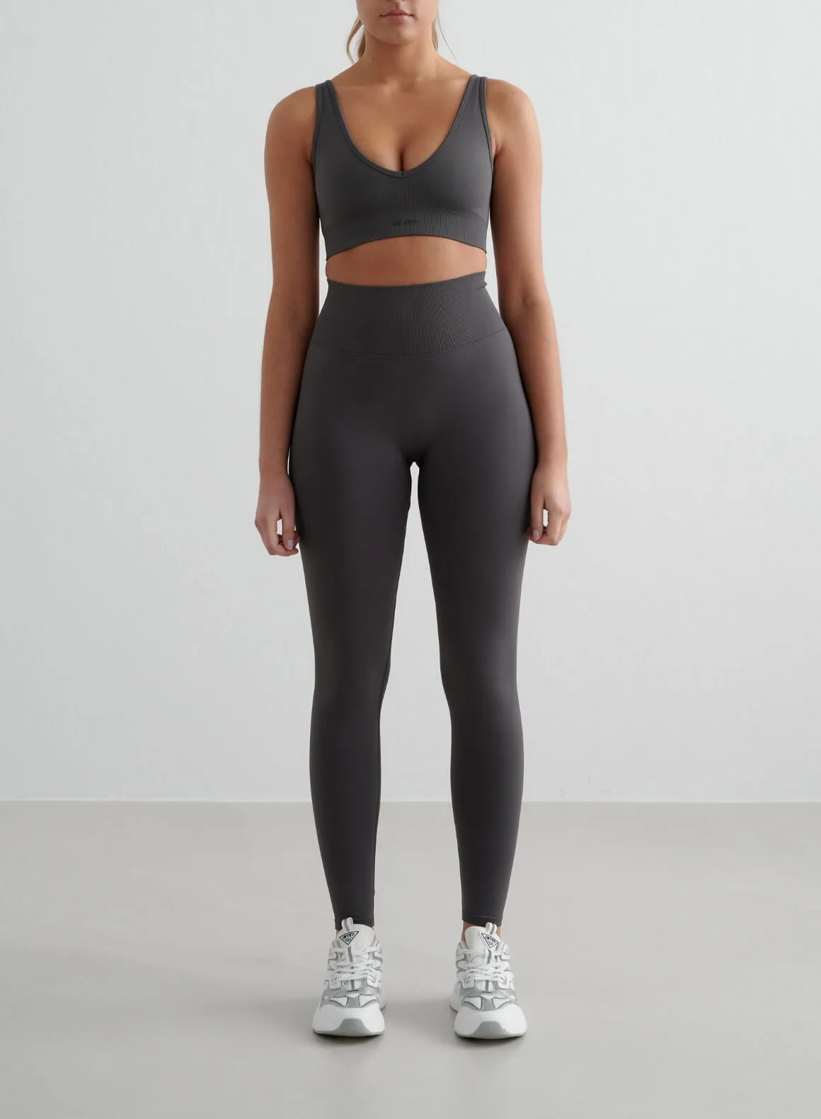 Shadow Grey Shape Seamless Tights & Deep Cut Bra Set