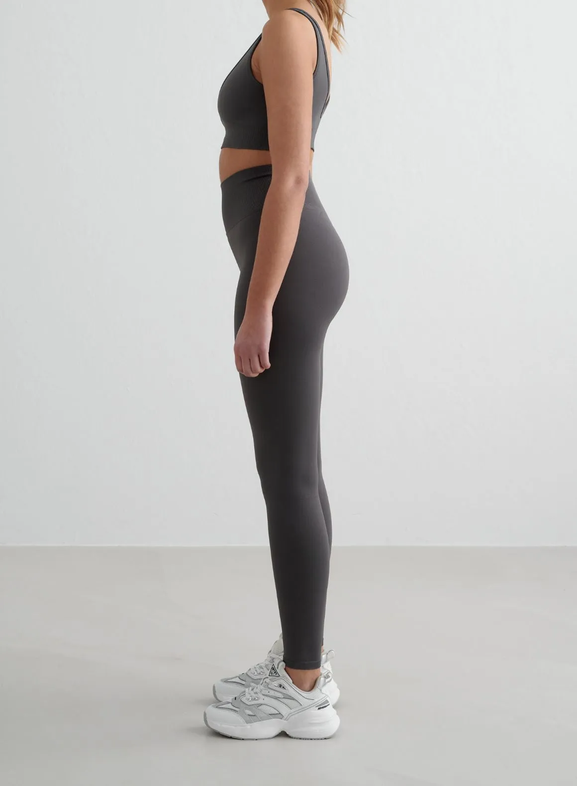 Shadow Grey Shape Seamless Tights & Deep Cut Bra Set