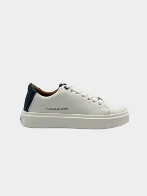 Sneakers London In Pelle Bianca Con Dettagli Blu