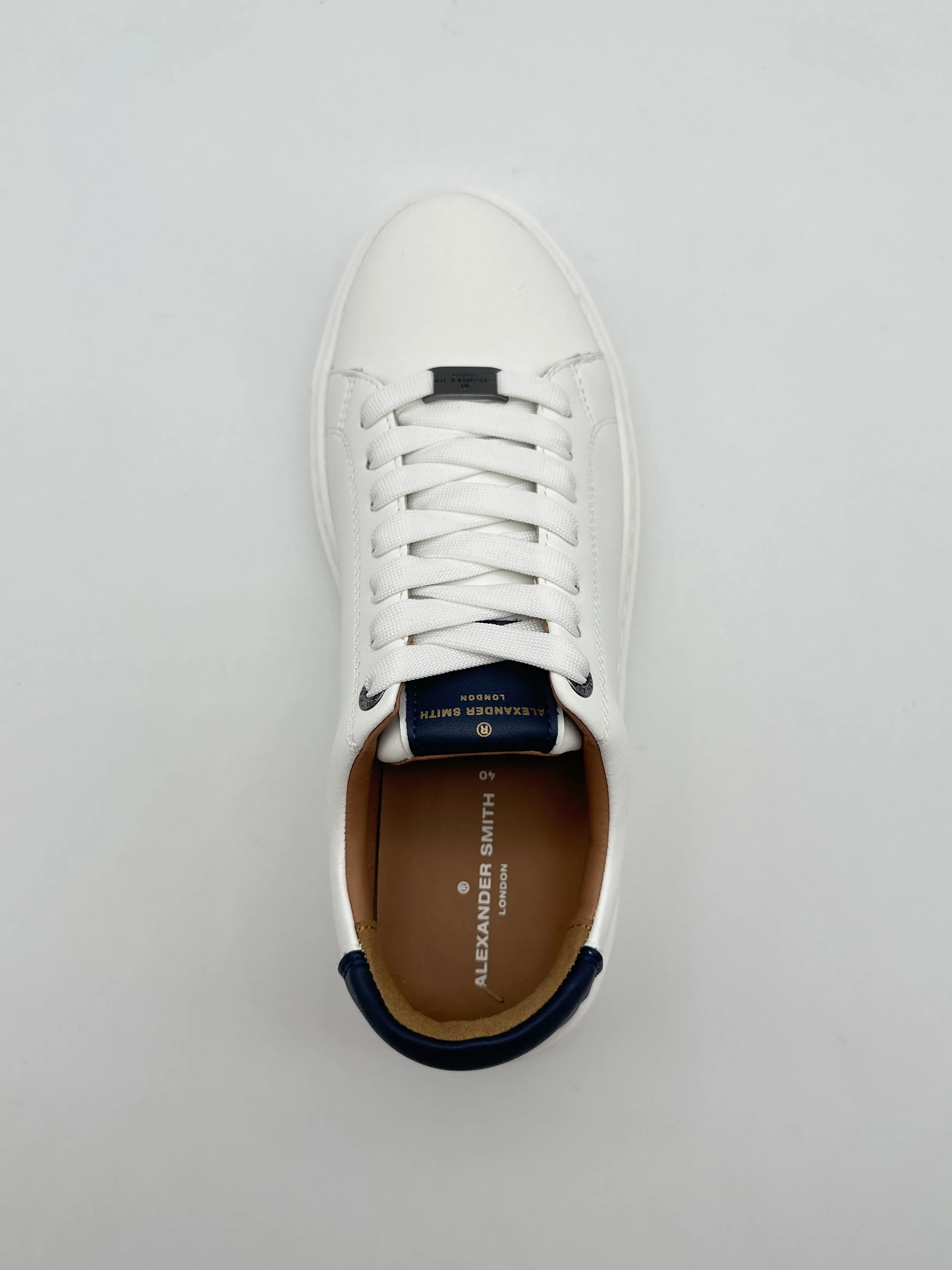 Sneakers London In Pelle Bianca Con Dettagli Blu