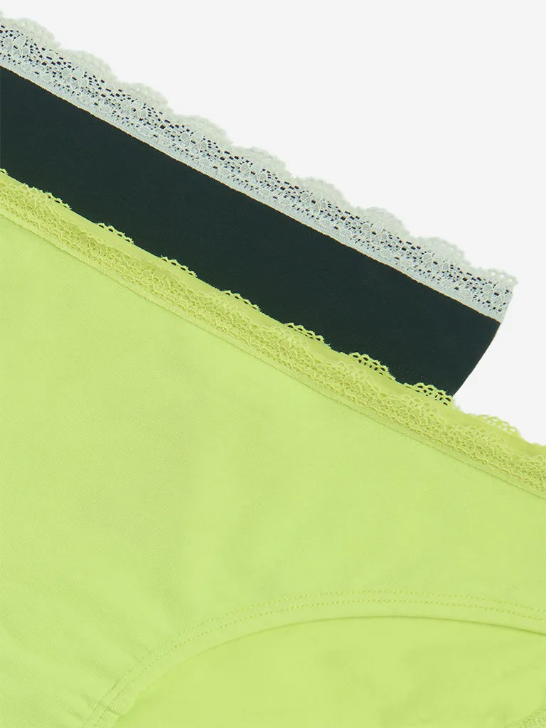 Superstar Lime Bikini Cotton-Blend Briefs - Pack of 2
