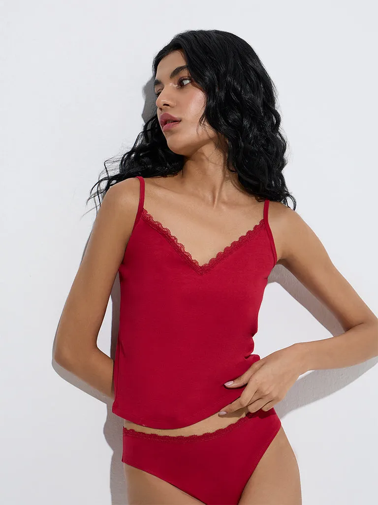 Superstar Red Cotton-Blend Camisoles - Pack of 2