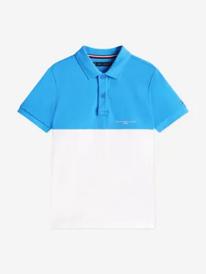 Tommy Hilfiger Boys Colourblock Polo Shirt in Blue